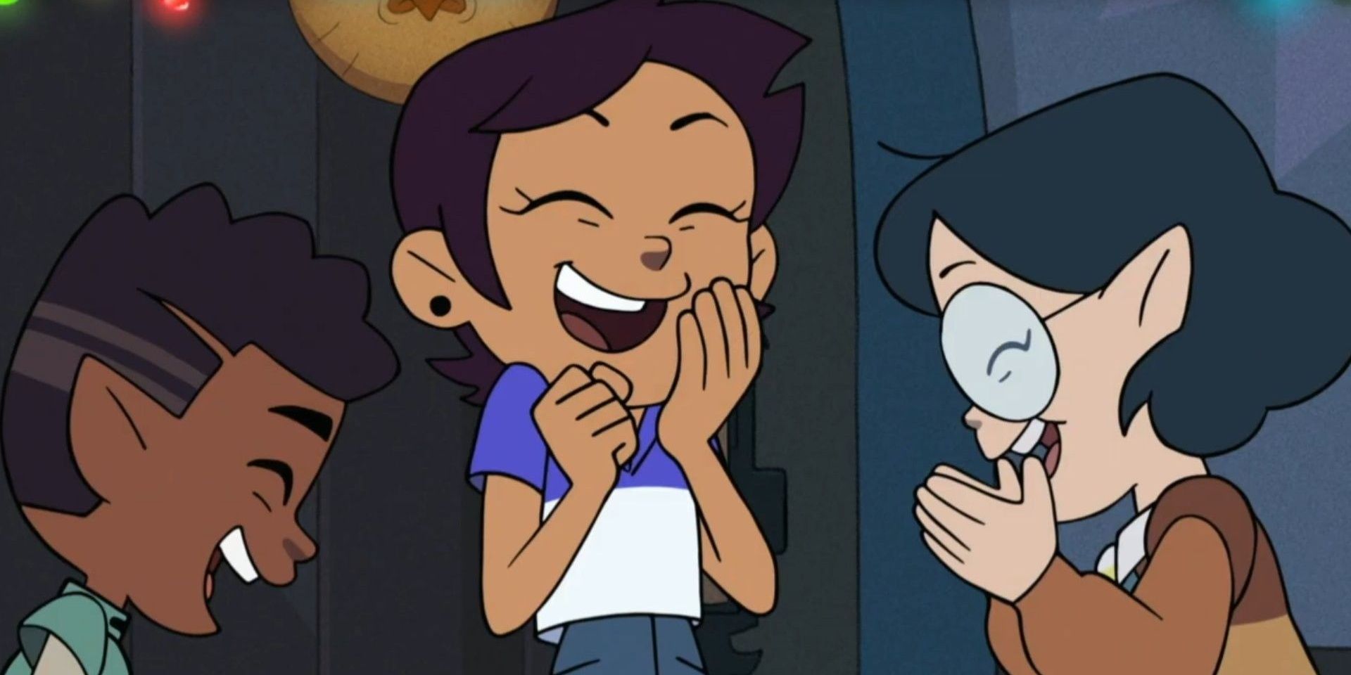 Guz laughing next to Luz and Willow.