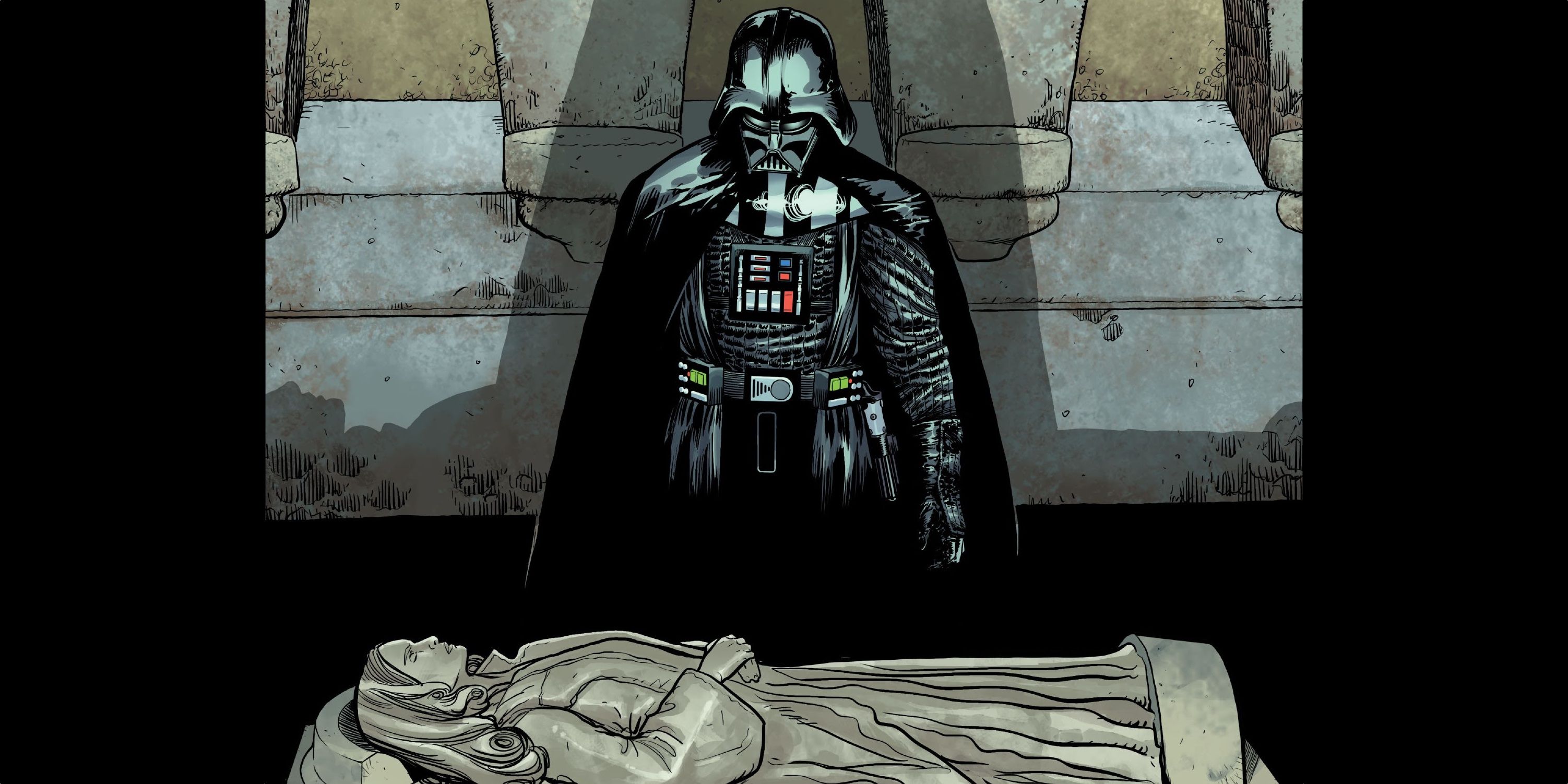 Darth Vader visits the grave of Padmé Amidala in the Darth Vader MArvel comic