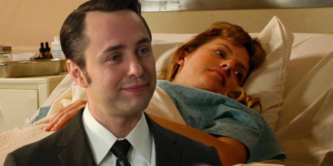 Vincent Kartheiser and Elisabeth Moss as Pete Campbell and Peggy Olson in Mad Men