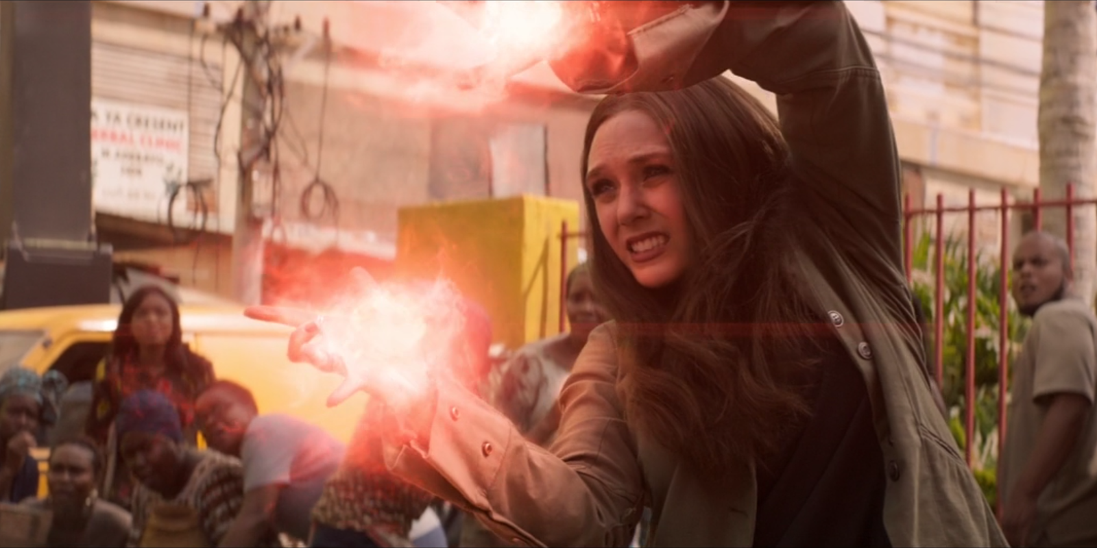 Scarlet Witch using her powers in Captain America: Civil War