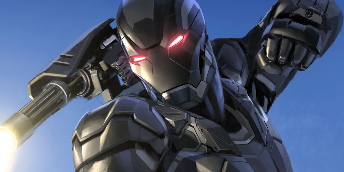 War machine fires his minigun in Marvel comics