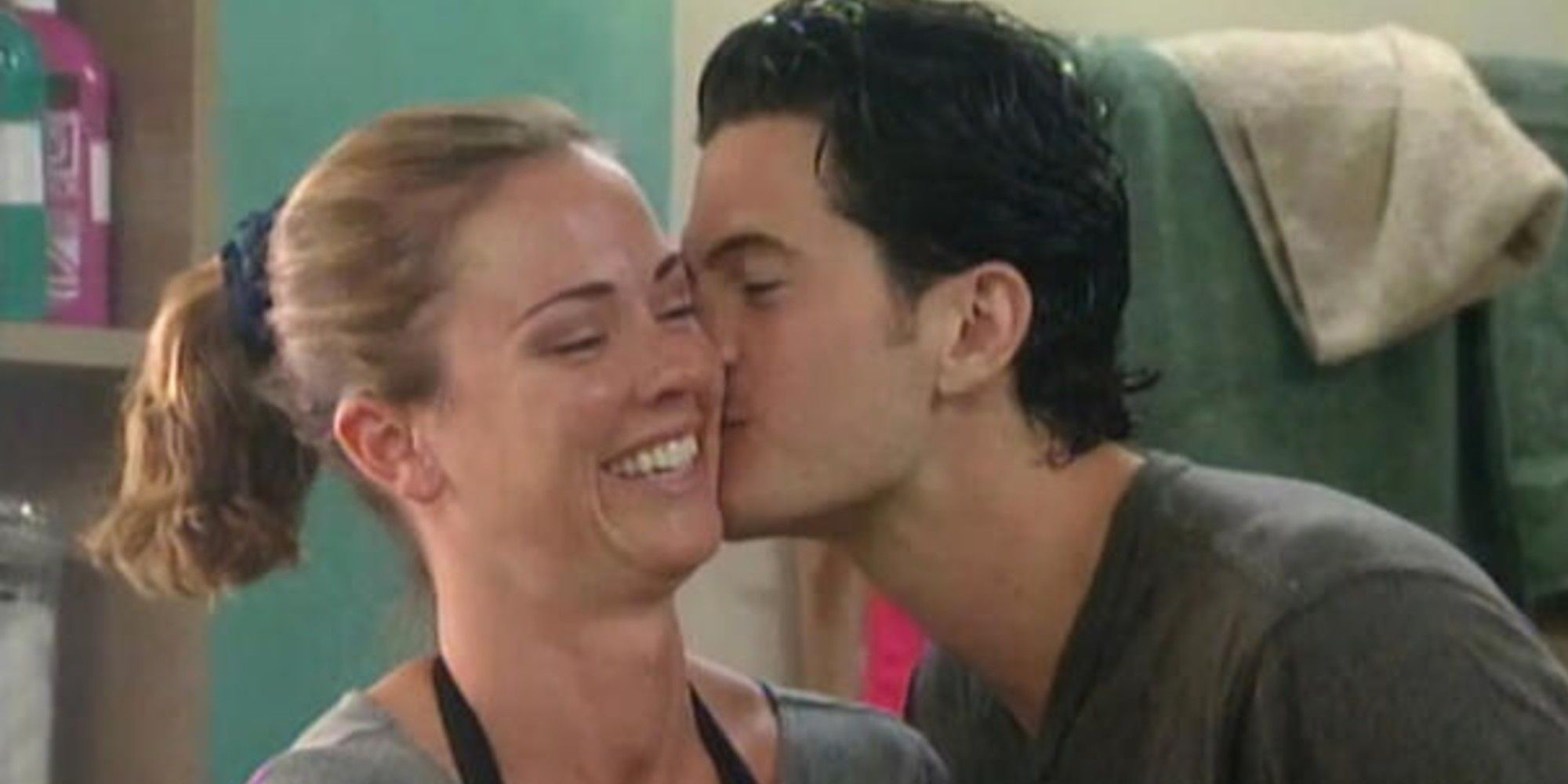 Dr. Will kissing Shannon on the cheek from Big Brother.