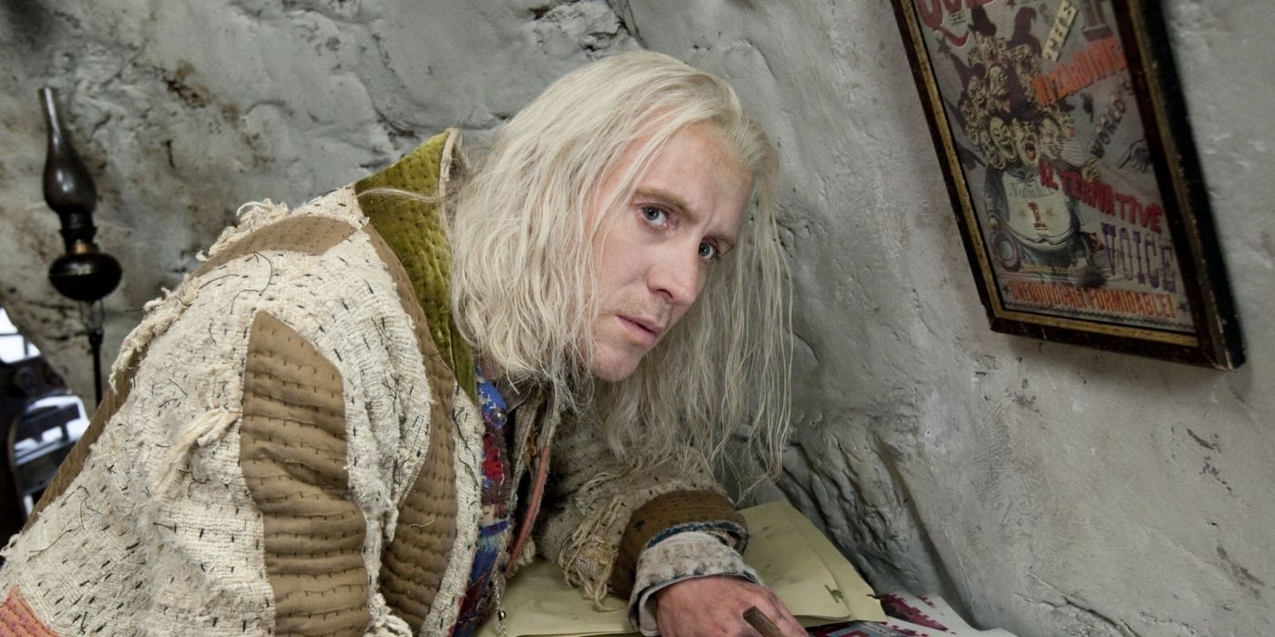 Xenophilius Lovegood looking worried in Harry Potter