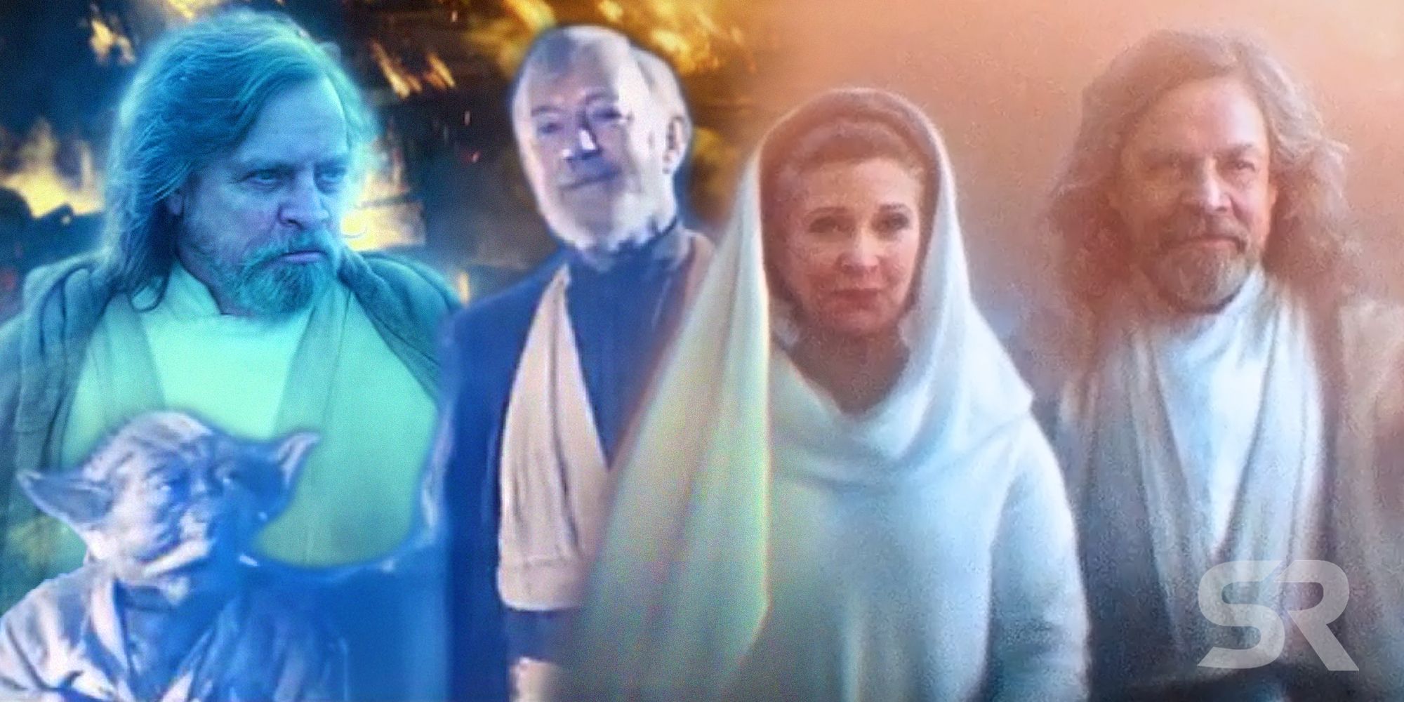 Yoda, Obi-Wan, Luke, and Leia Force Ghosts in Star Wars