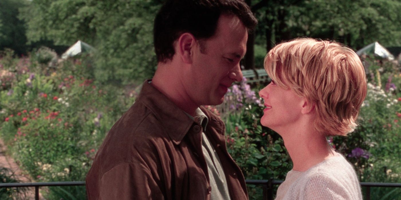 Joe and Kathleen smiling at each other in You've Got Mail