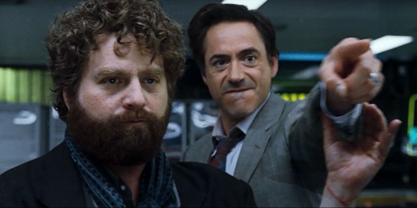 Zach Galifianakis and Robert Downey Jr in Due Date