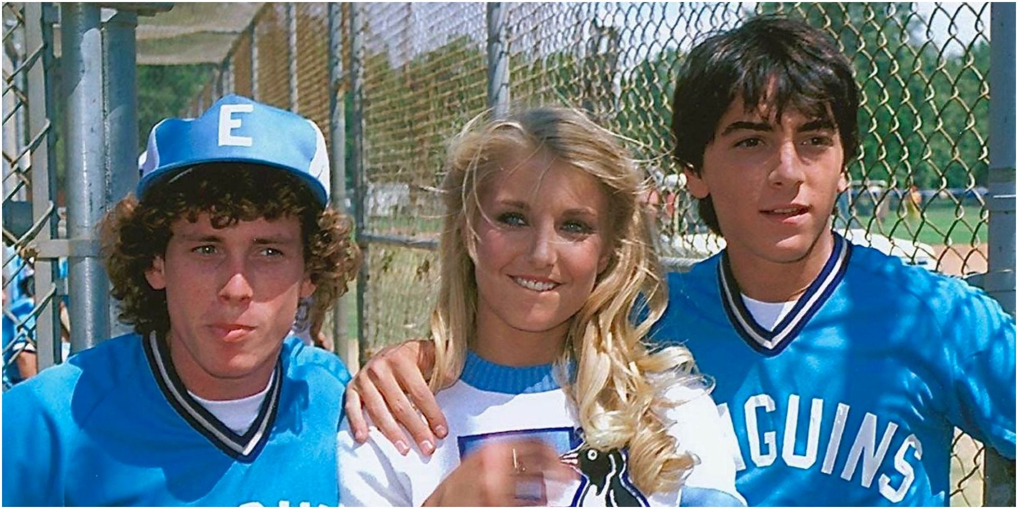 A screenshot of Willie Aames as Peyton Nichols, Heather Thomas as Jane Mitchell and Scott Baio as Barney Springboro from Zapped!