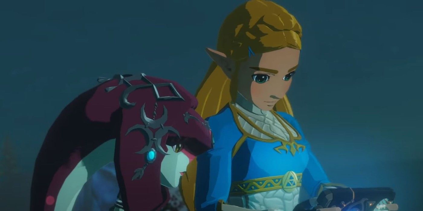 Mipha standing next to Zelda