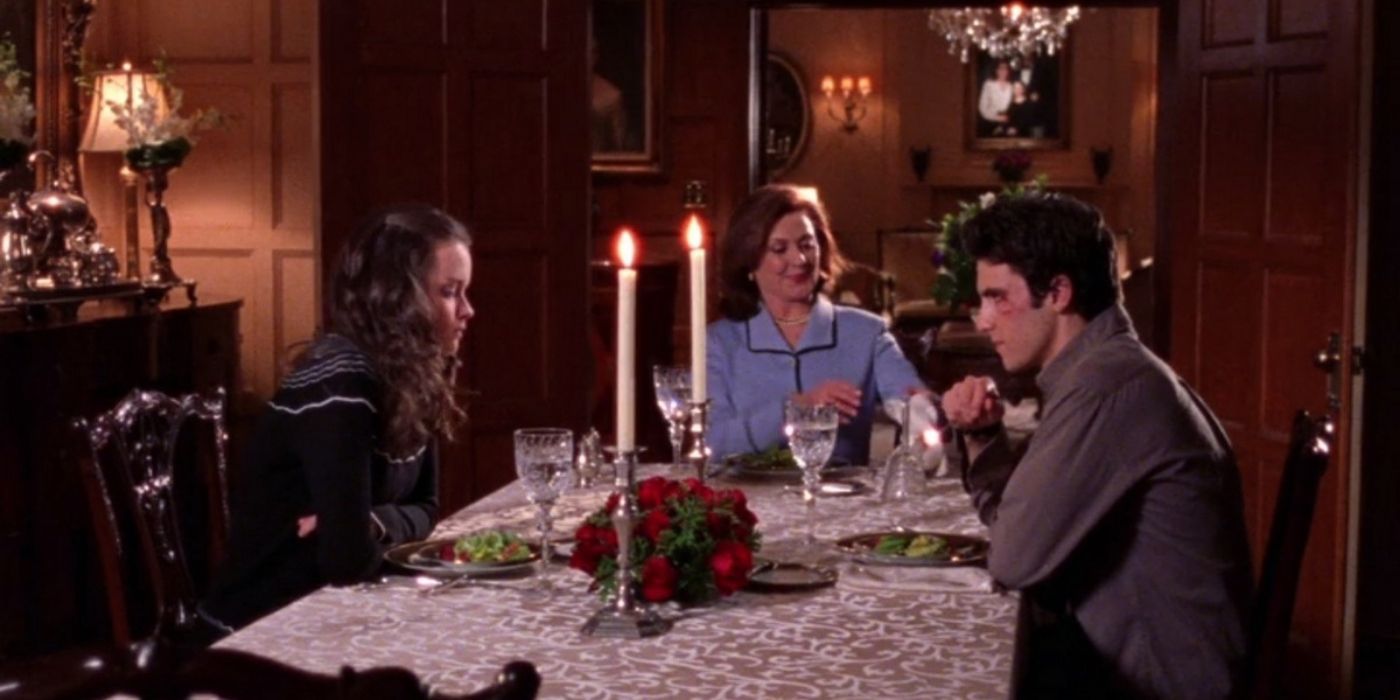 Jess joined Rory for Friday night Dinner with Emily on Gilmore Girls