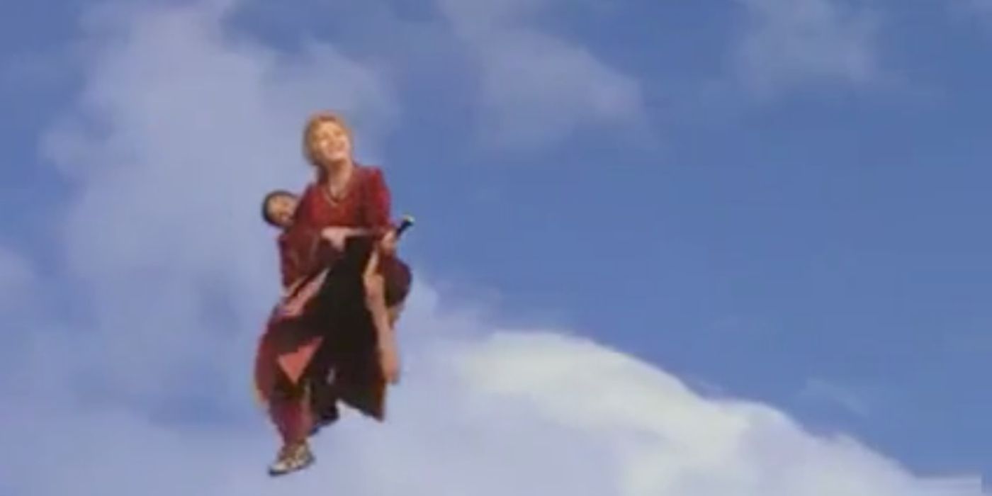 aggie and marnie flying in the air - halloweentown