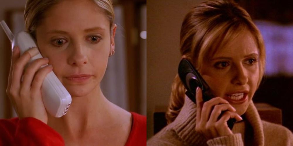 Buffy on her landline and on her cellphone