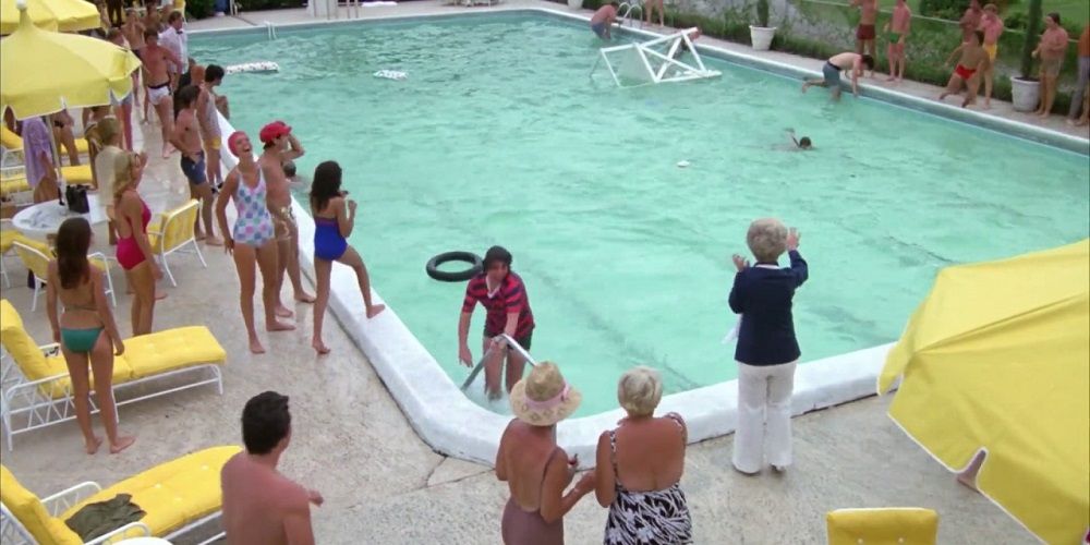 The pool being evacuated in Caddyshack
