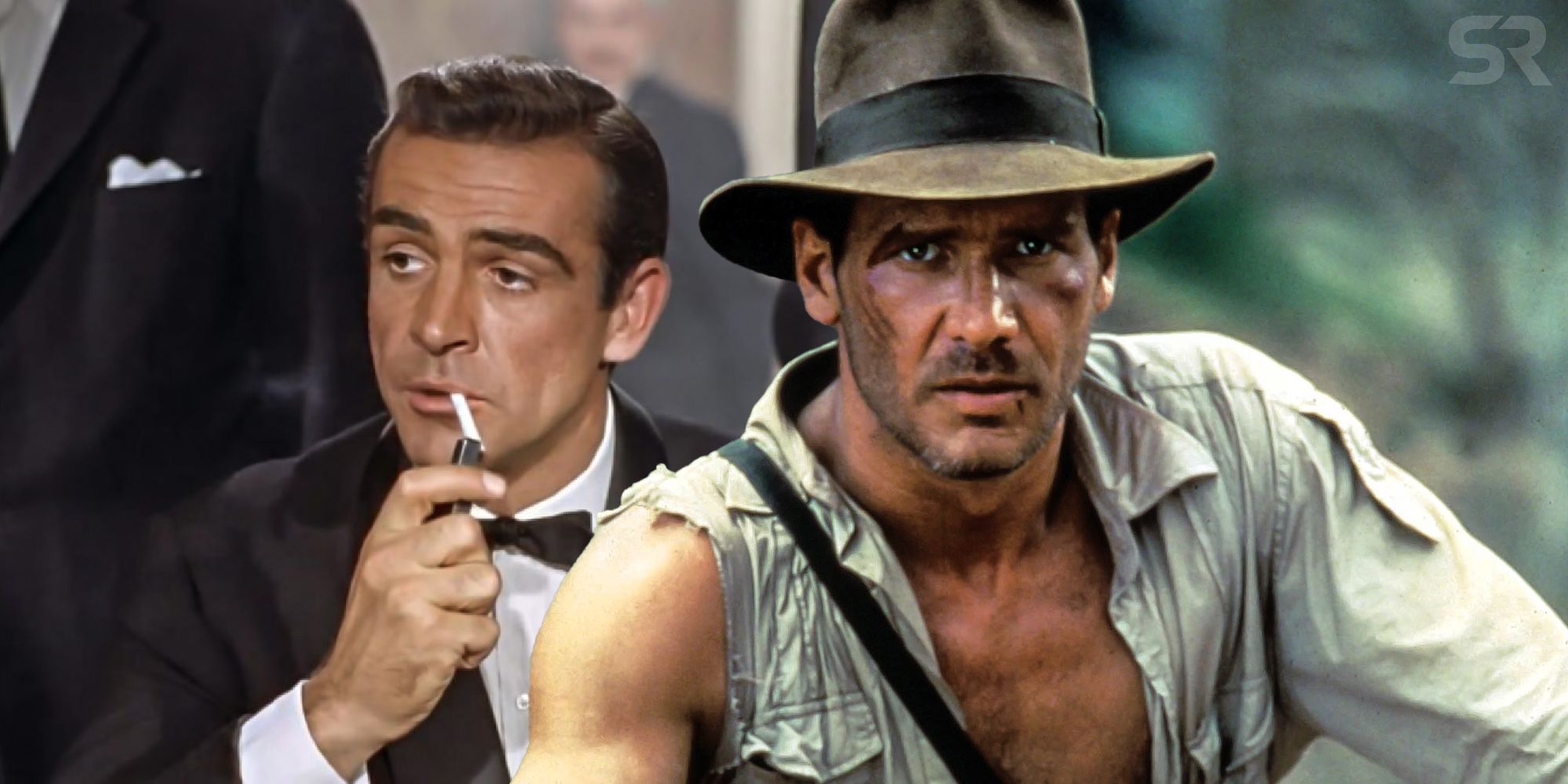 Sean Connery como James Bond y Harrison Ford como Indiana Jones