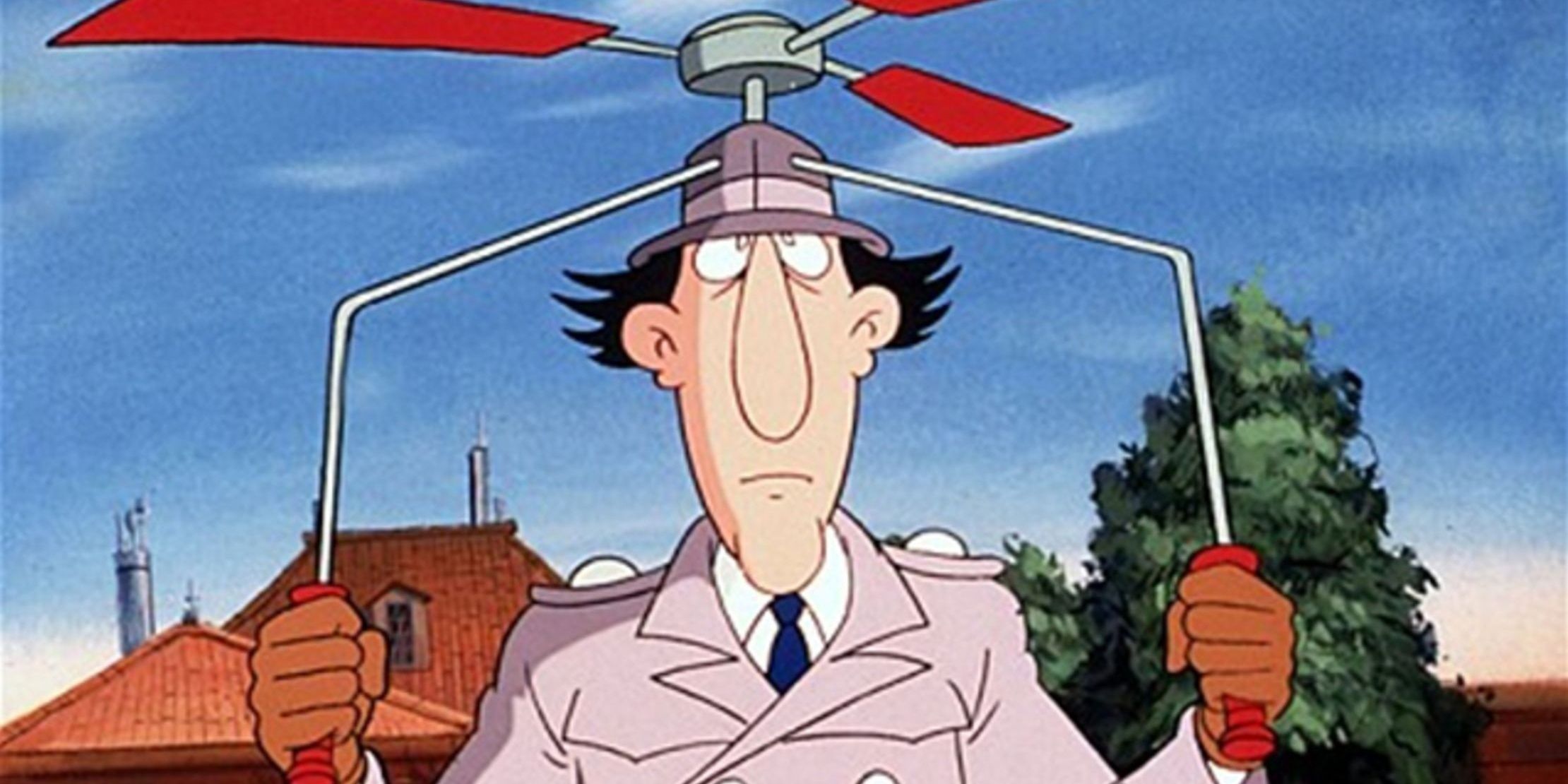A picture of Inspector Gadget using his hat copter is shown.