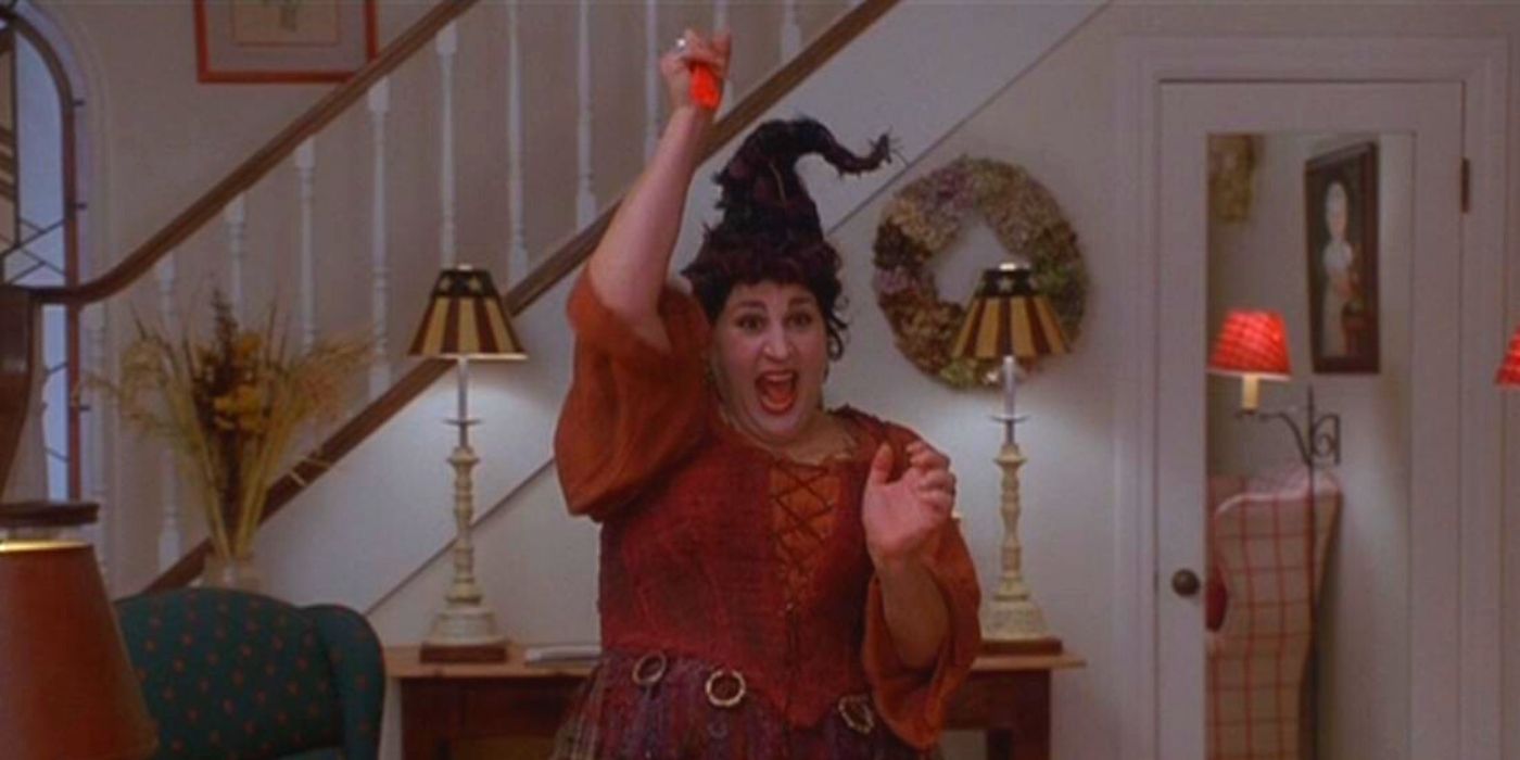 Mary Sanderson catches a candy bar at the Devil's house on Hocus Pocus