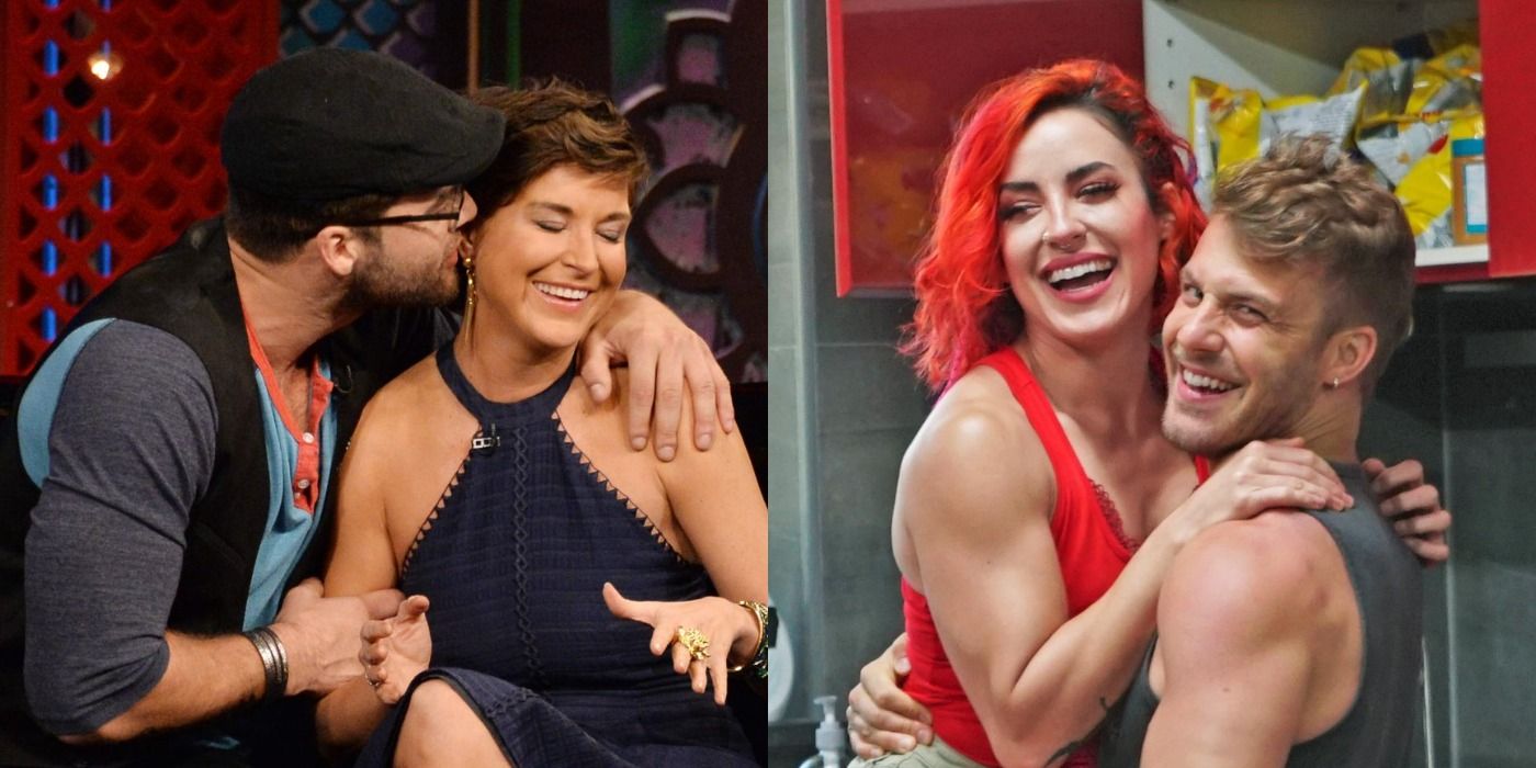 Split image of CT and Diem with Cara Maria and Paulie from The Challenge