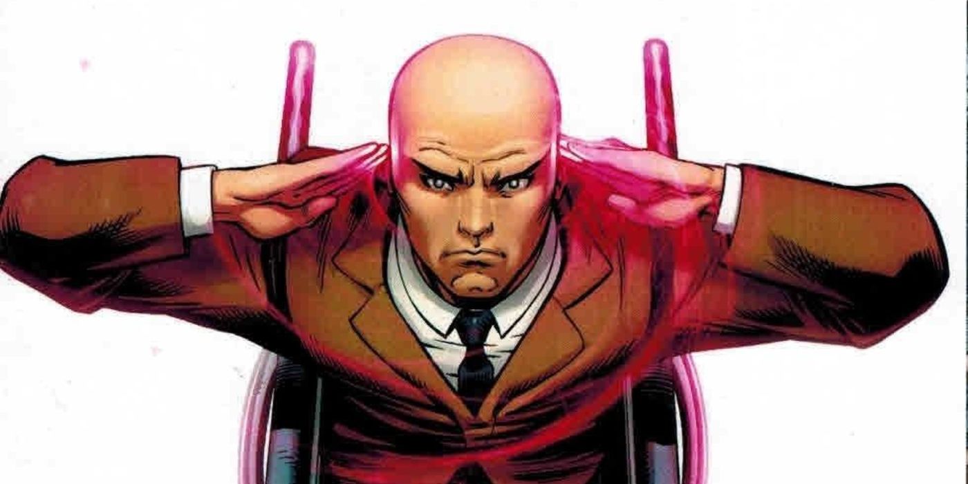 Professor X looks up and uses his telepathy in a Marvel comic.