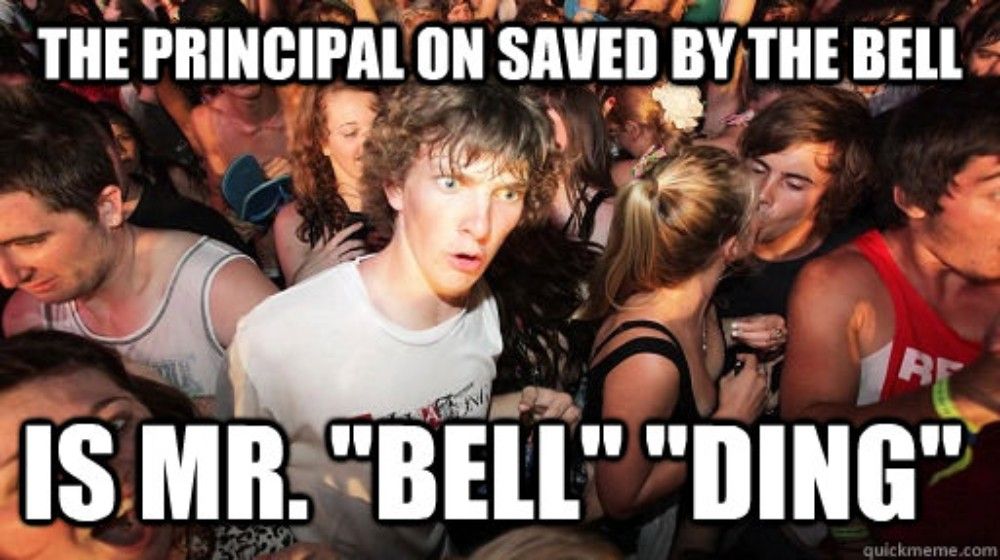 Mr. Belding stands for &quot;bell ding&quot; on Saved by the Bell meme