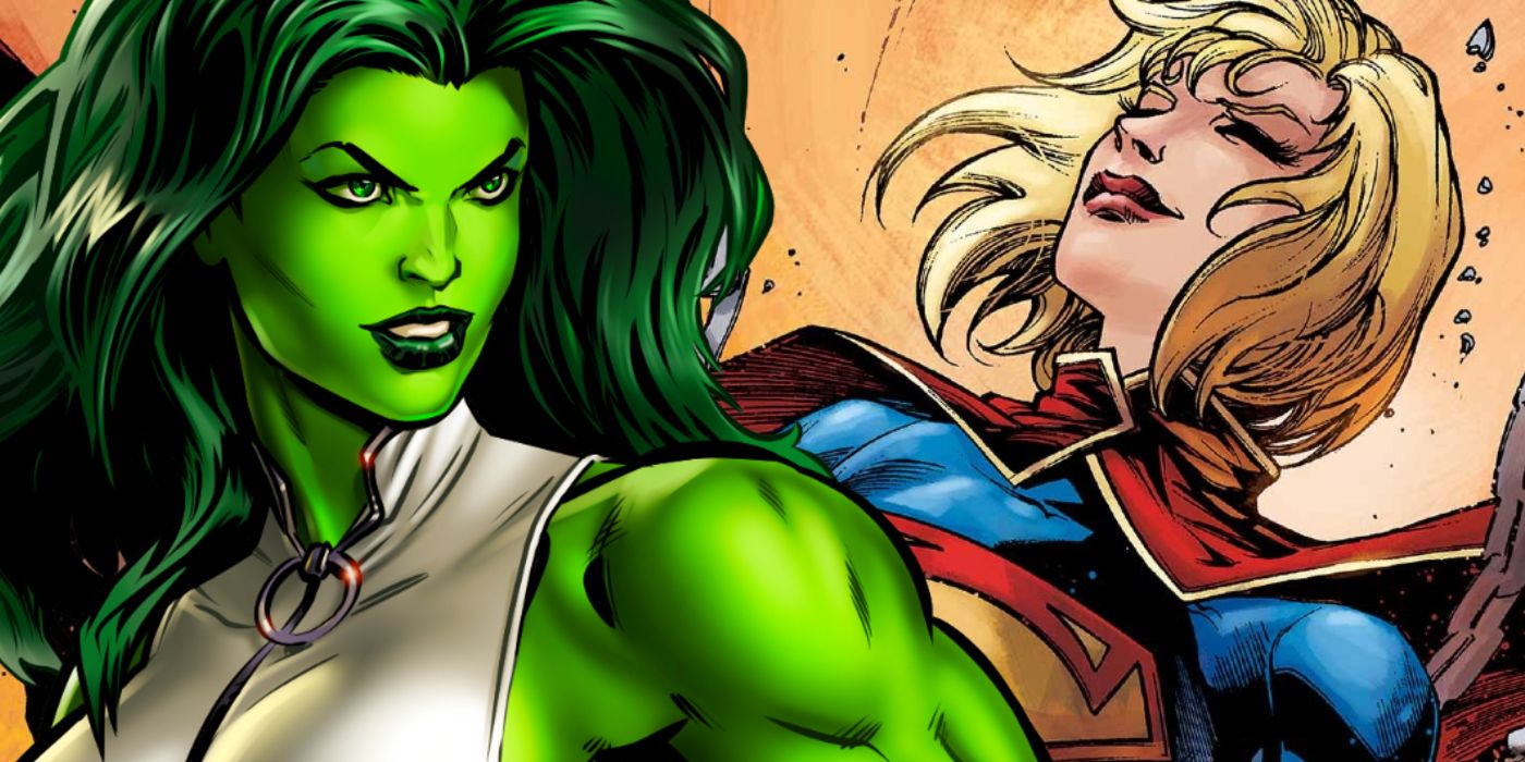 supergirl and she-hulk comic book art