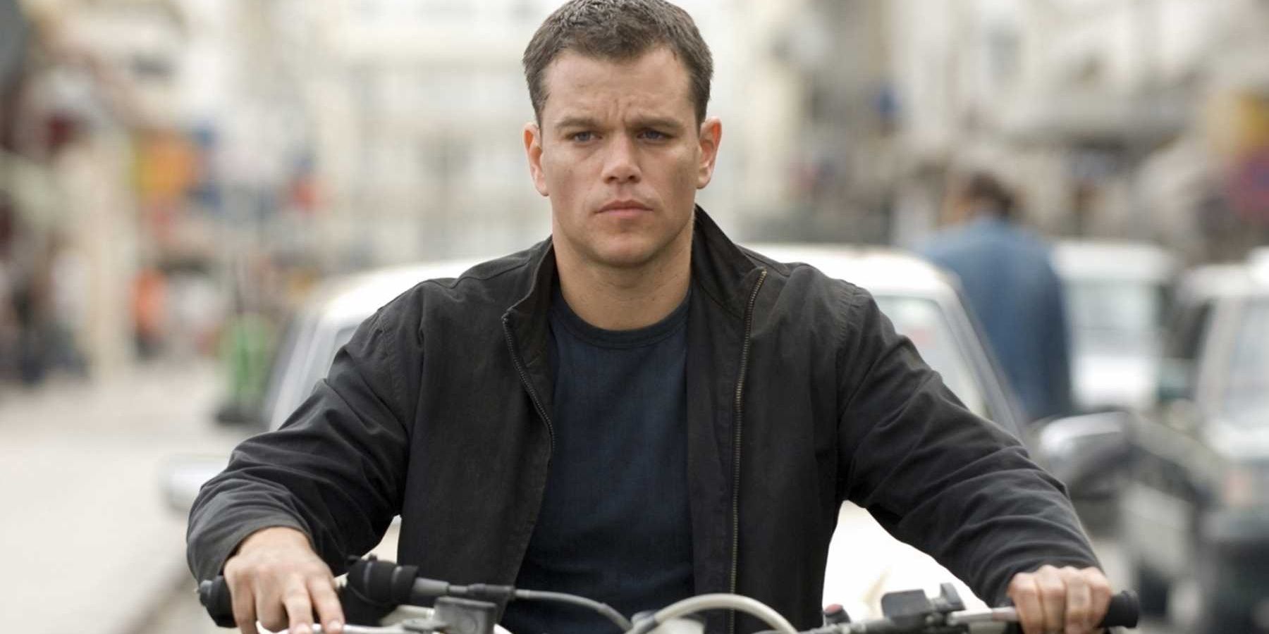Jason Bourne on a motorcycle in The Bourne Ultimatum