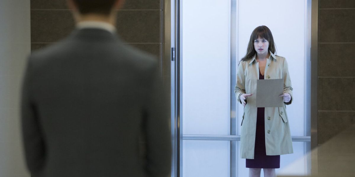 Ana in end scene of Fifty Shades of Grey