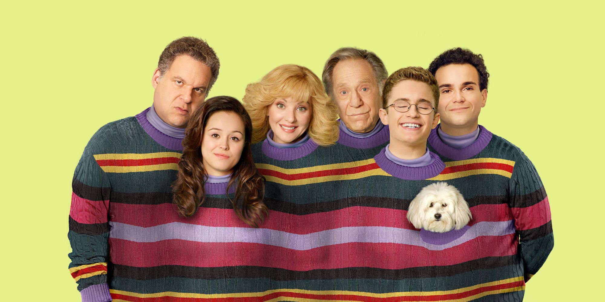The main characters from The Goldbergs sharing the same sweater