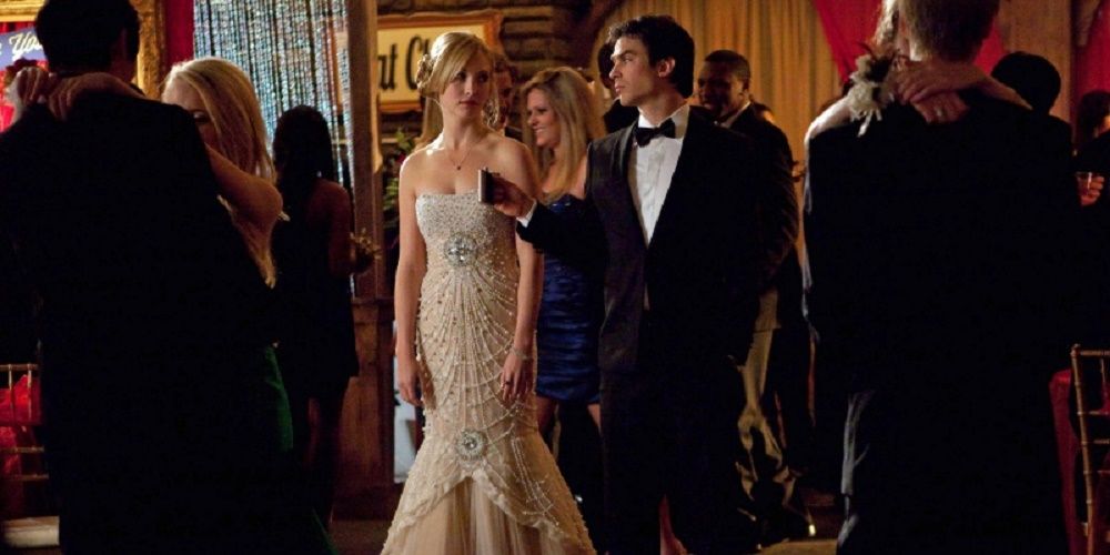 Caroline and Damon at the prom on The Vampire Diaries
