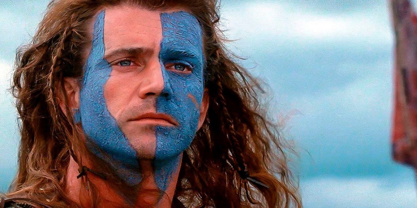 A closeup of William Wallace in Braveheart