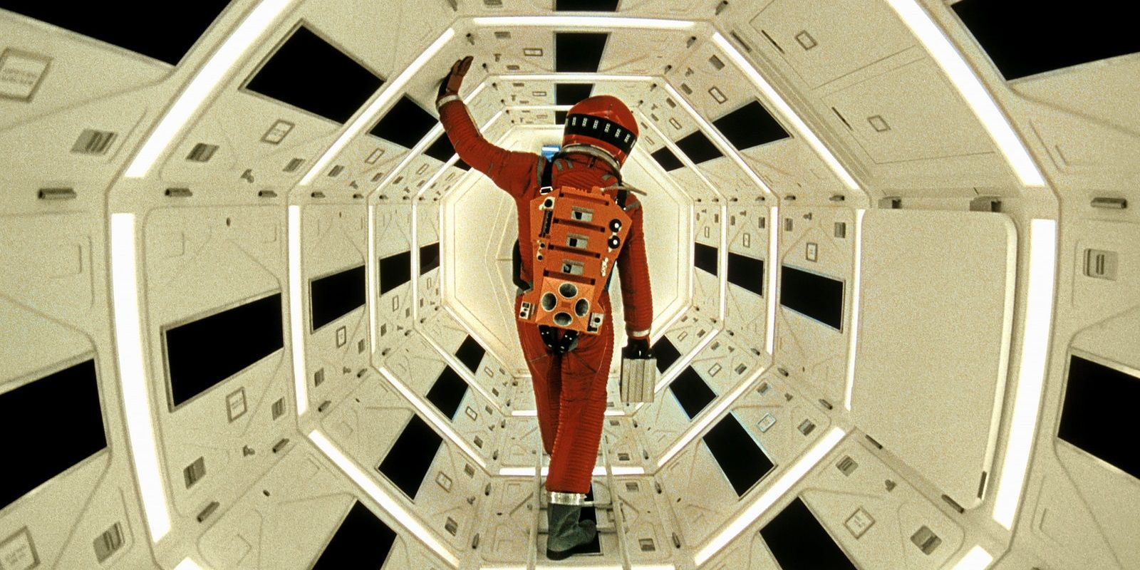 An astronaut moving through a tunnel in 2001 A Space Odyssey