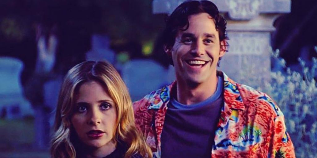 Buffy and Xander smiling on Buffy The Vampire Slayer