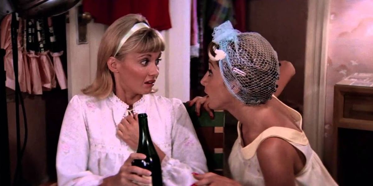 Sandy and Frenchy at their sleepover in Grease