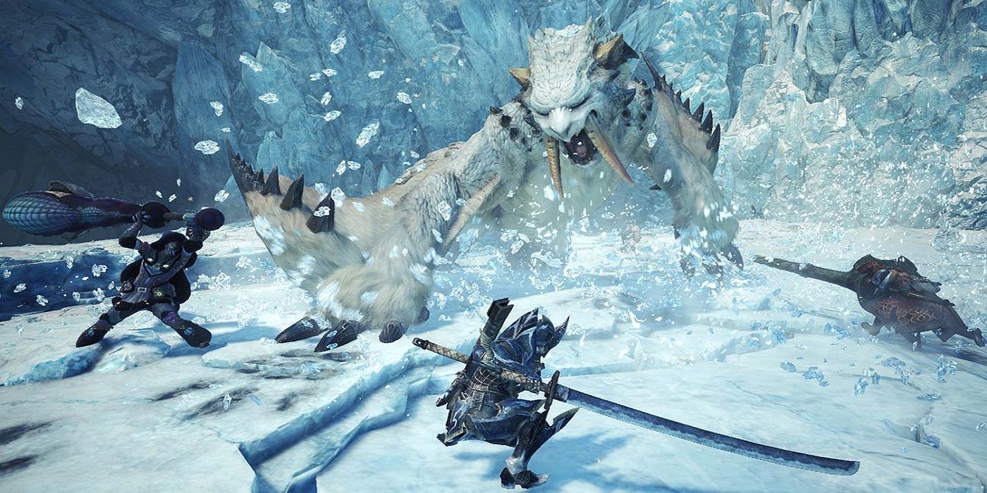 Combat against the Barioth in Monster Hunter World&rsquo;s Iceborne expansion