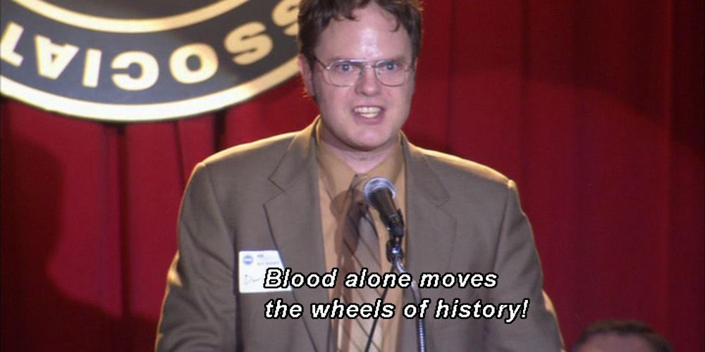Dwight giving a speech