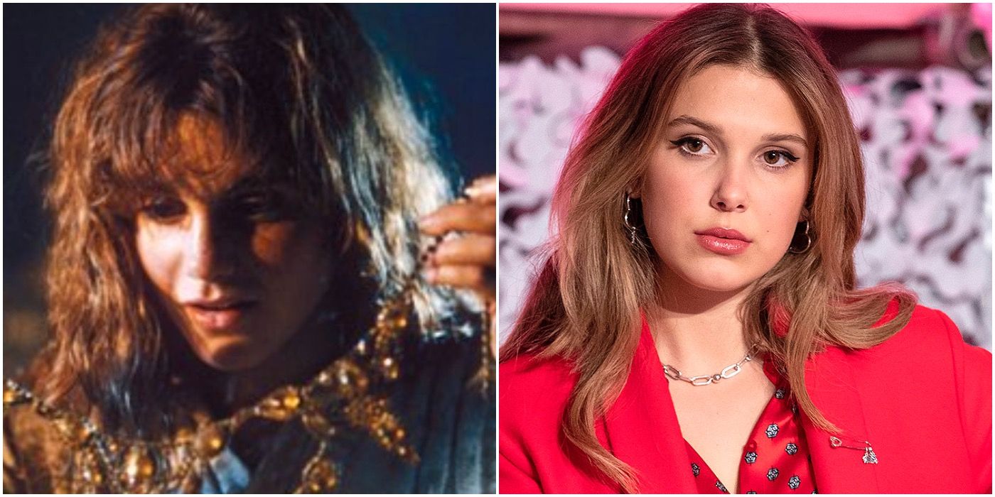 Andy in Goonies and Millie Bobby Brown