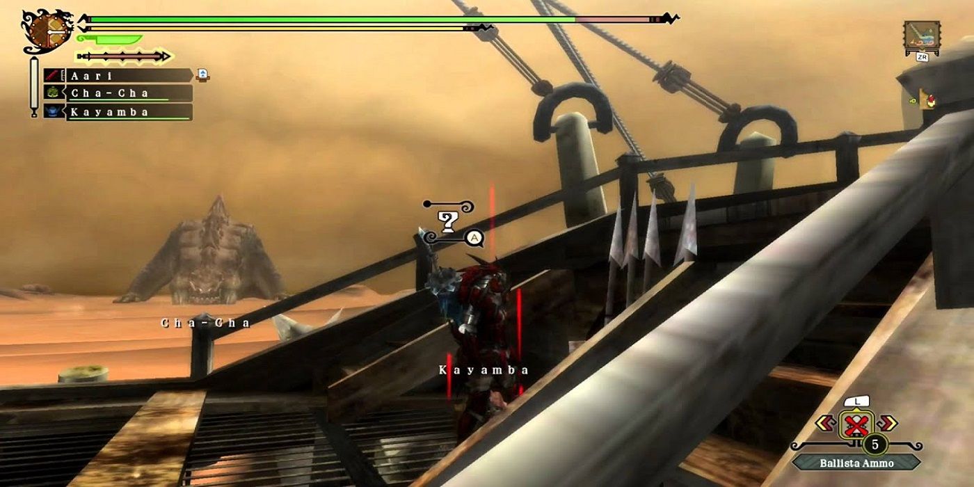 A showdown with Jhen Mohran in the Monster Hunter series