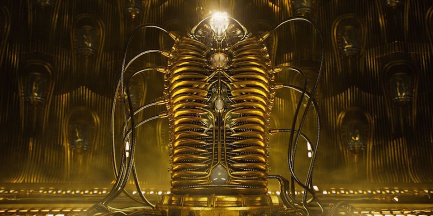 The golden sarcophagus as seen in Guardians of the Galaxy Vol 2, possibly containing Adam Warlock