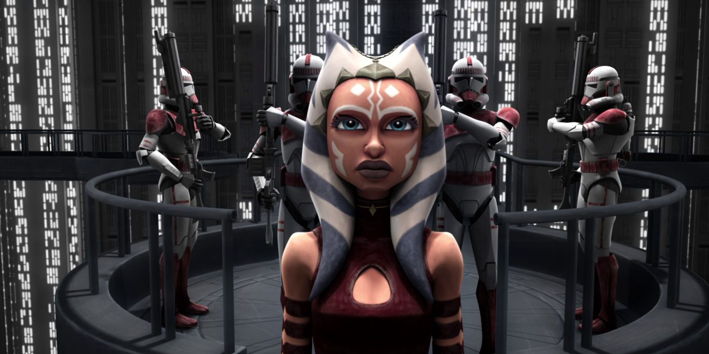 Ahsoka is on trial in the Jedi Order in Ahsoka Tano as a child in Star Wars: The Clone Wars.