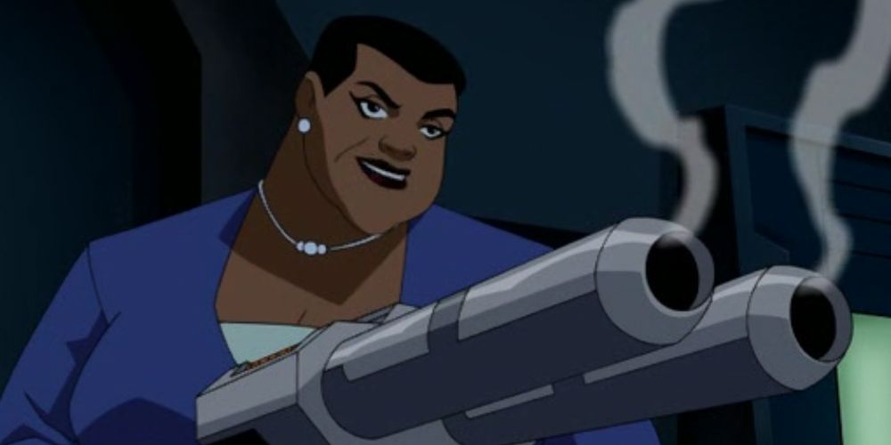 Amanda Waller holding a smoking gun in justice league unlimited