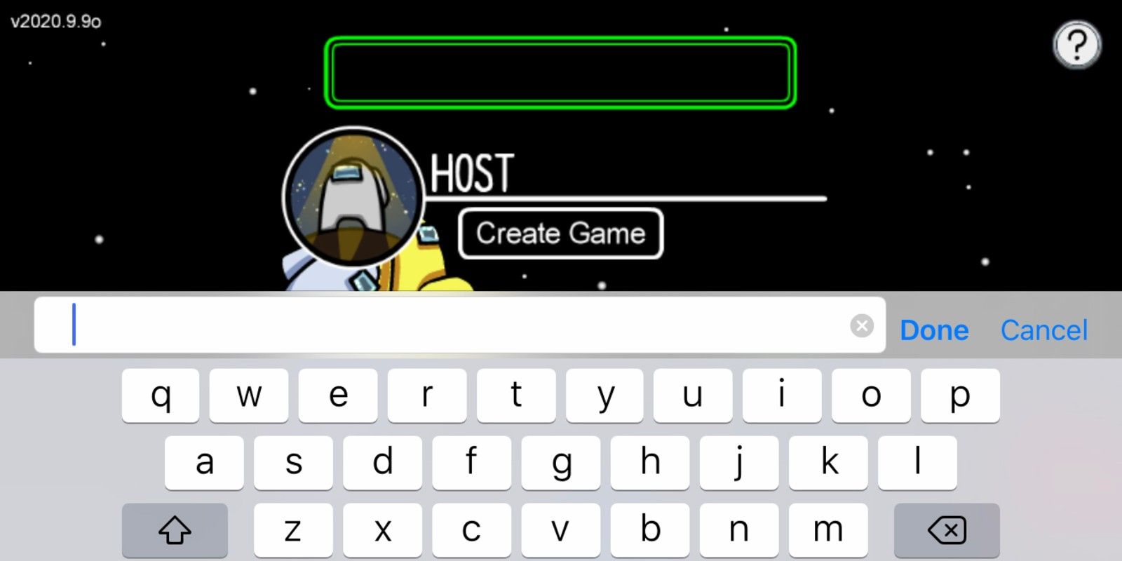 A host uses a blank name on Among Us mobile