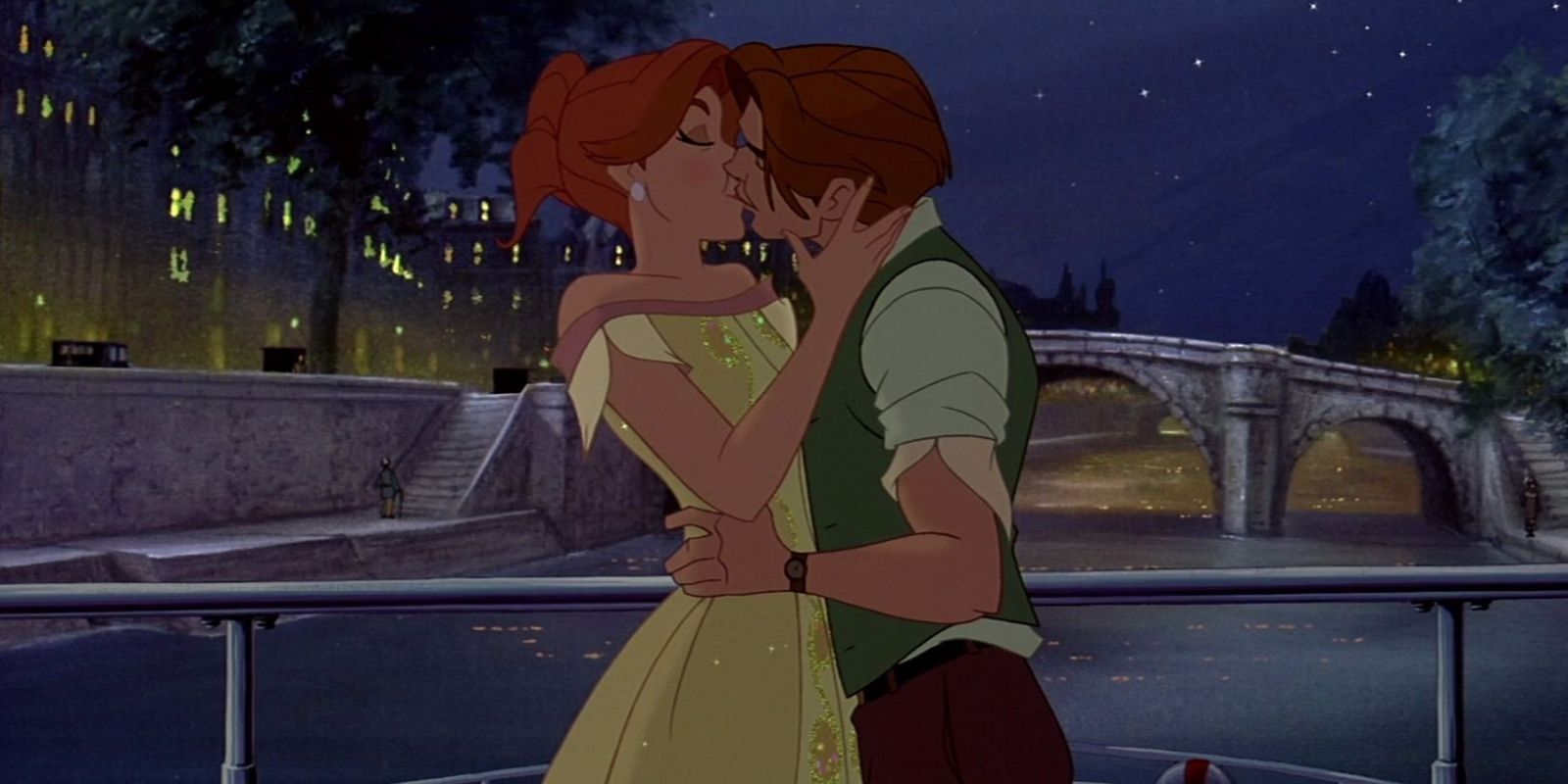 Anastasia and Dimitri kiss in Anastasia.