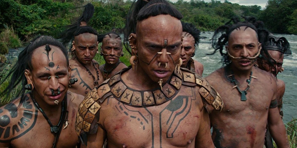 Zero Wolf and his soldiers standing together in Apocalypto 