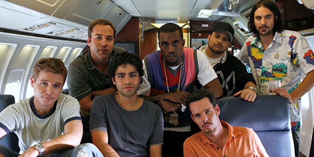 Vincent West and Kanye West on a private plane in Entourage