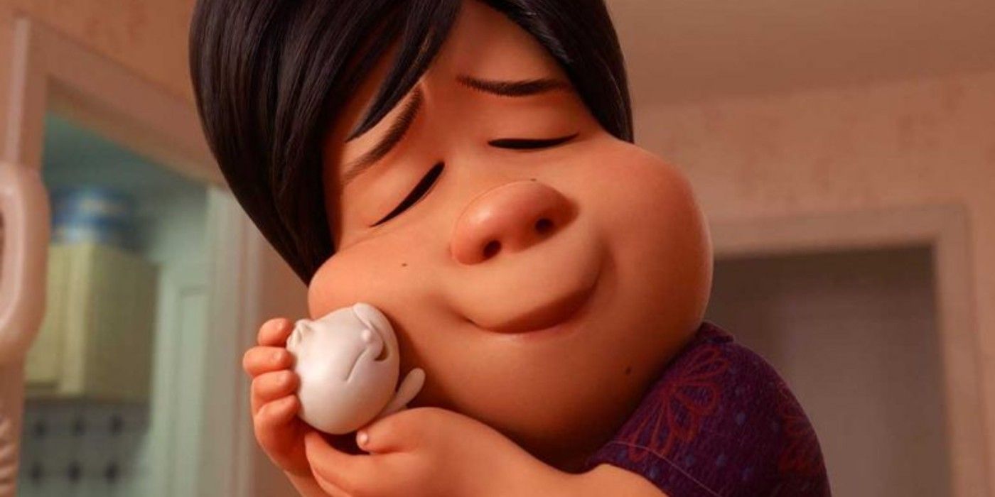 Mom holding the dumpling baby in Pixar's Bao