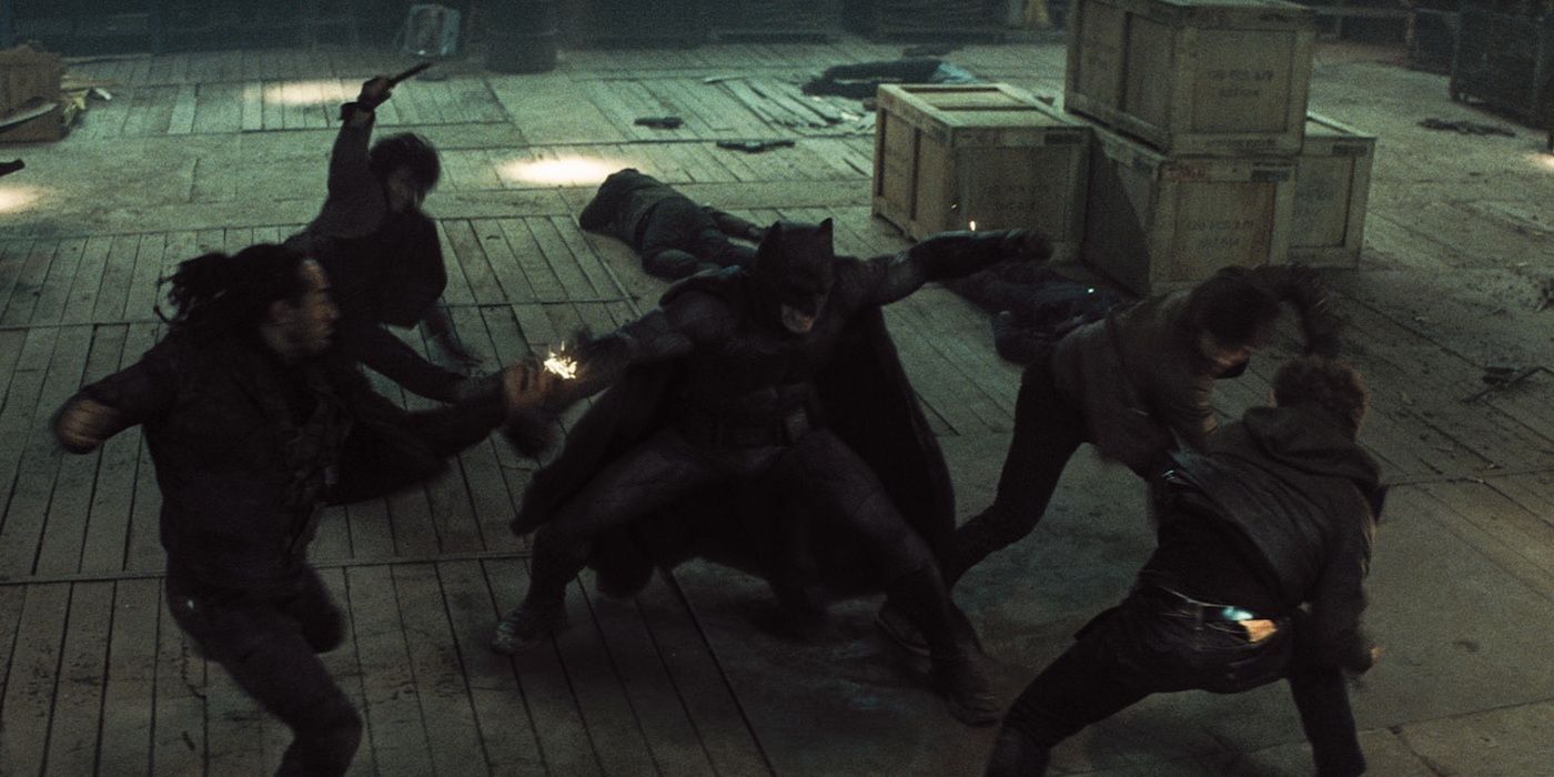 Batman's warehouse fight scene in Batman v Superman