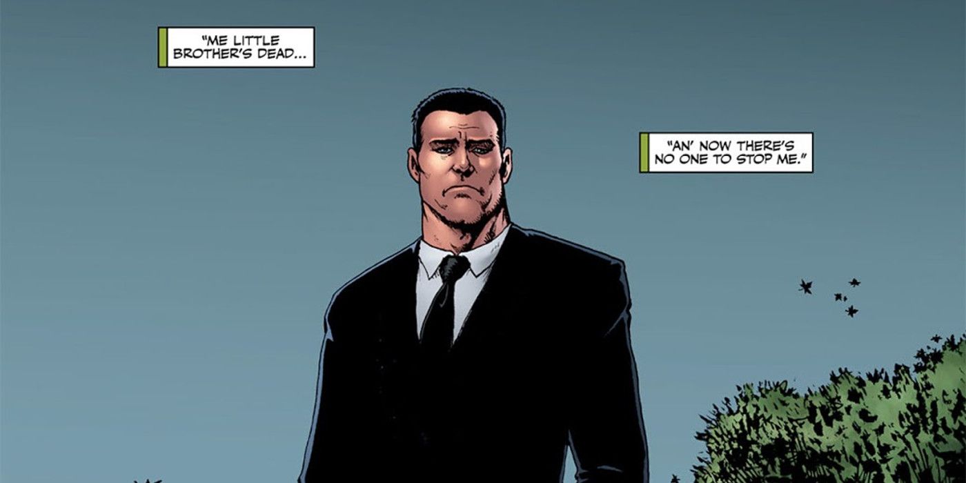 Billy Butcher at his brother Lenny Butcher's funeral in The Boys comic