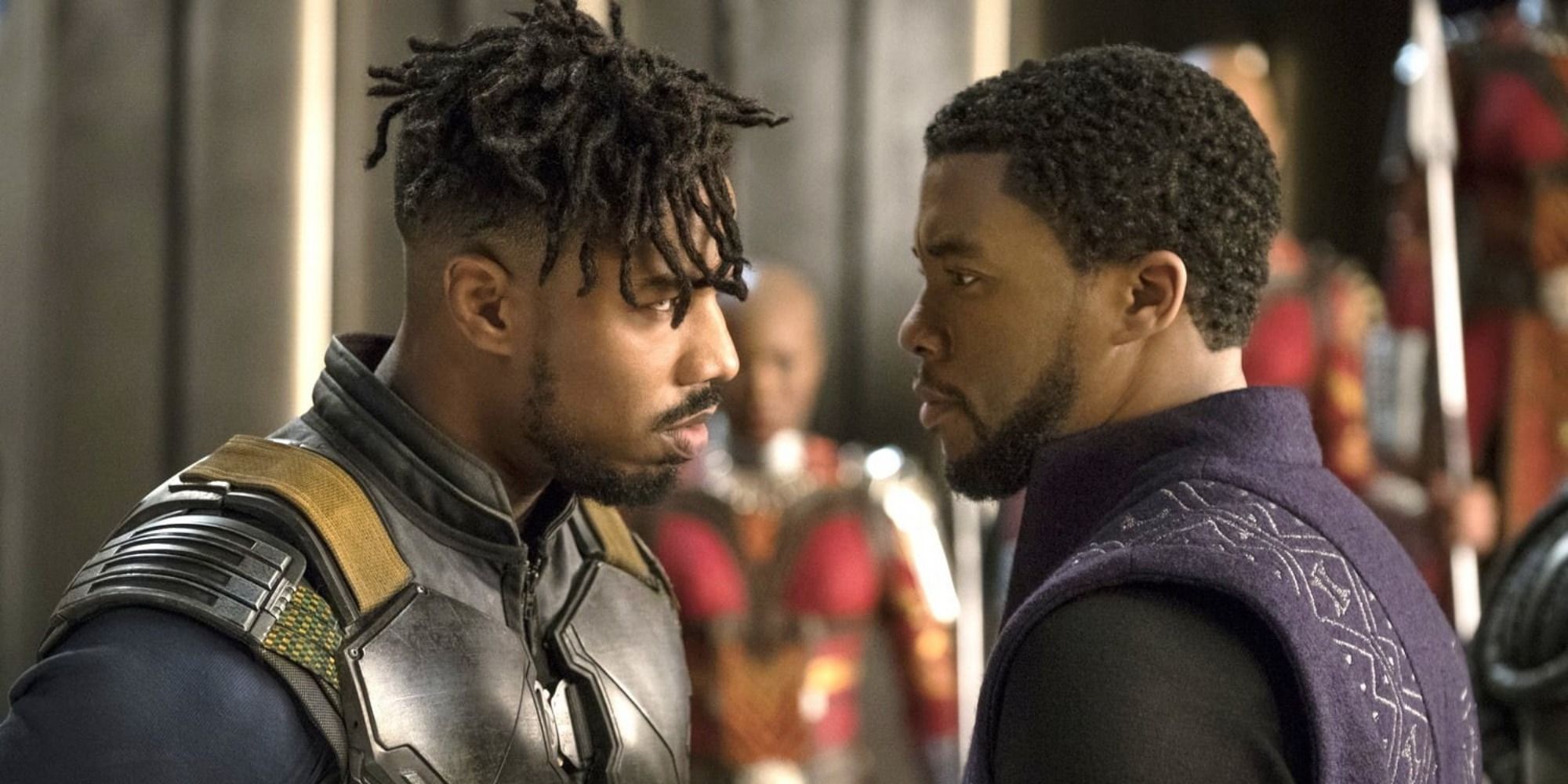 Killmonger squares up to T'Challa in Black Panther