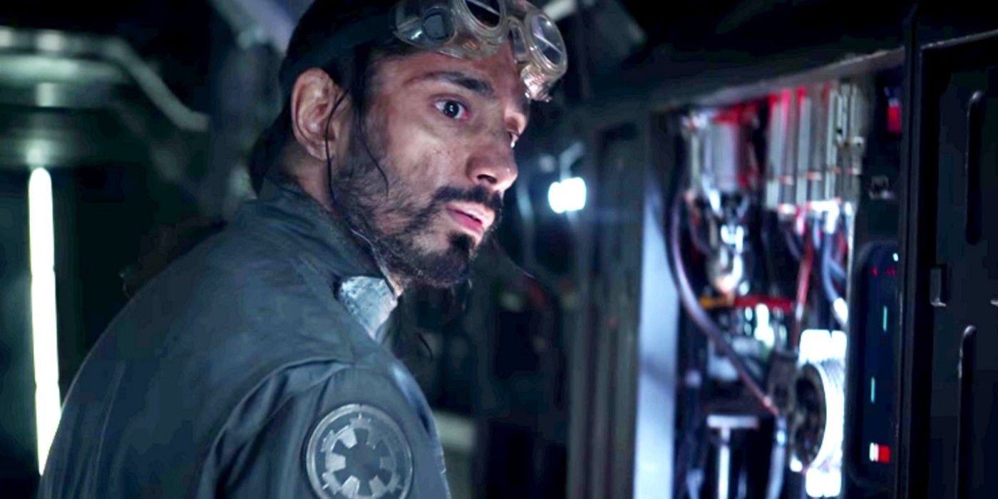 Bodhi Rook aboard the ship in Rogue One: A Star Wars Story