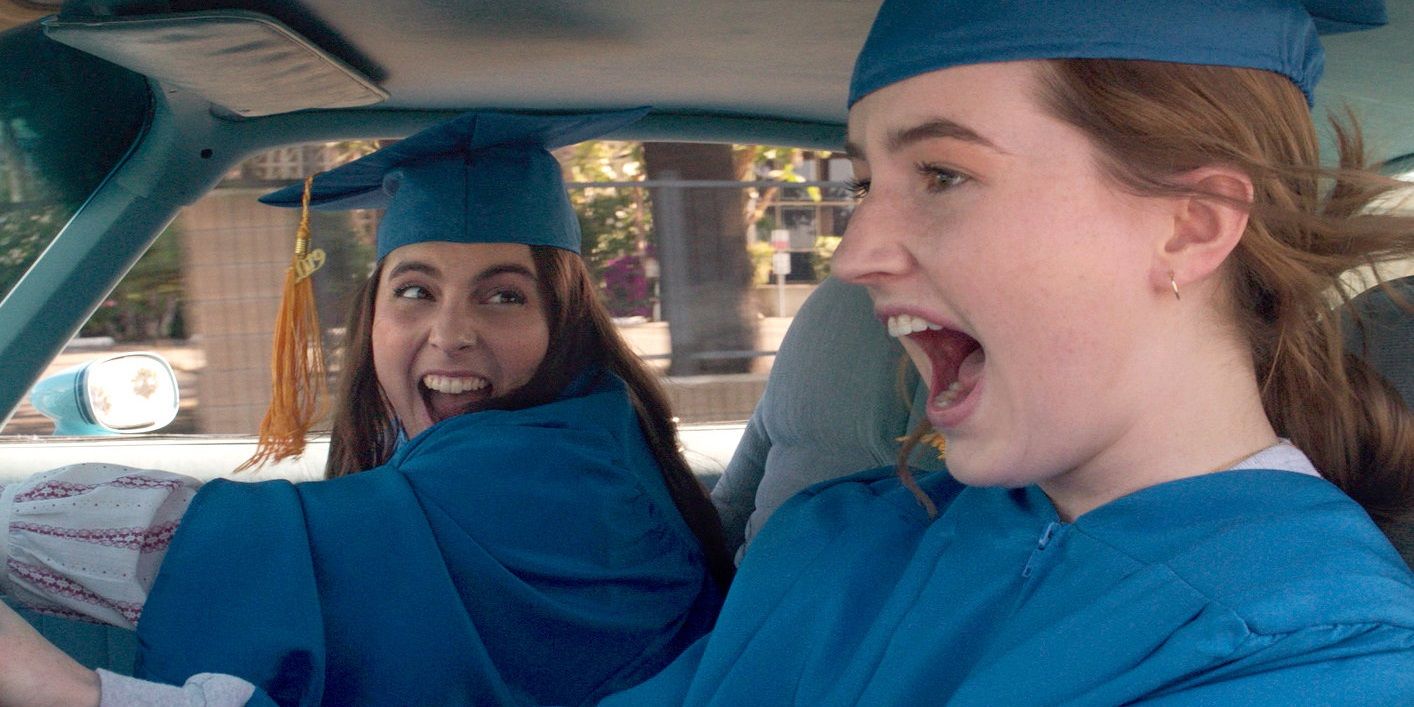 Molly and Amy drive to graduation in Booksmart