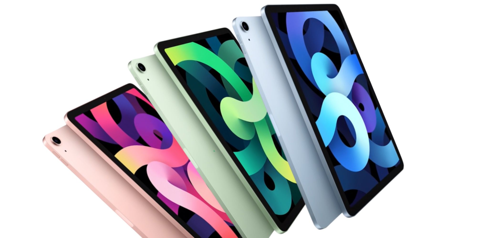 Apple iPad Air in pink, green, and blue