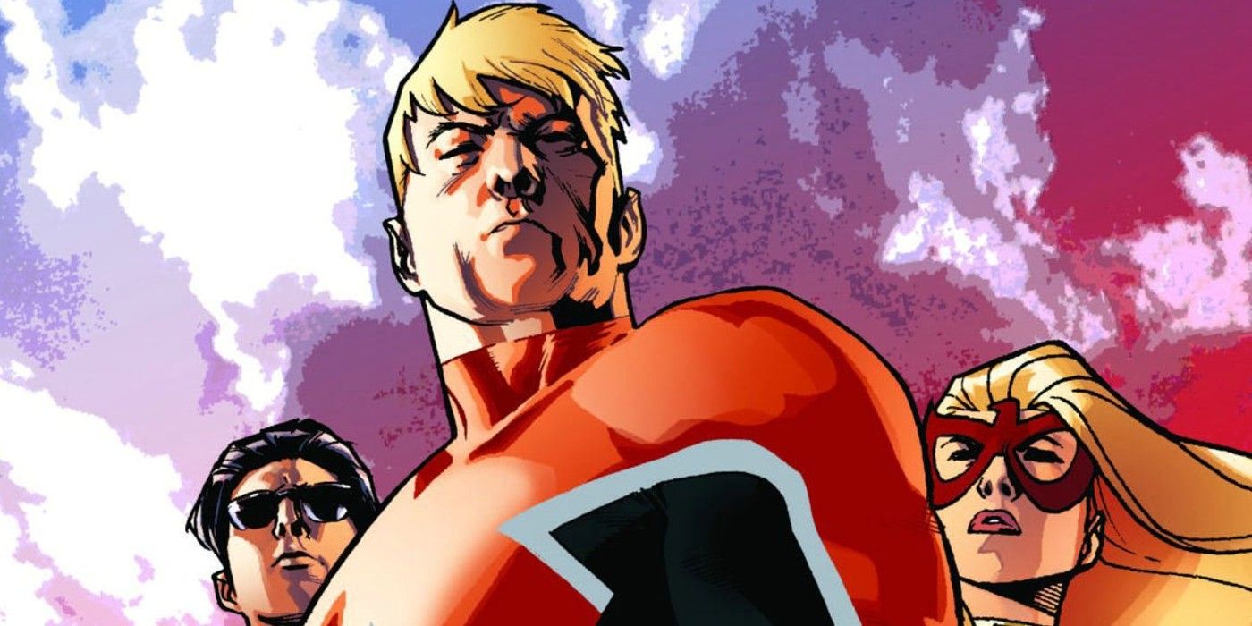 Captain Britain with his team in the Marvel comics